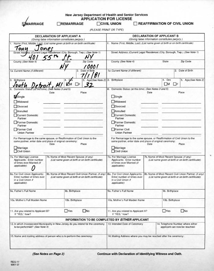 Marriage License